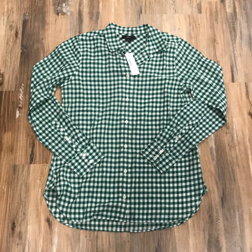 J. Crew Green and White Check Button Down Shirt 2